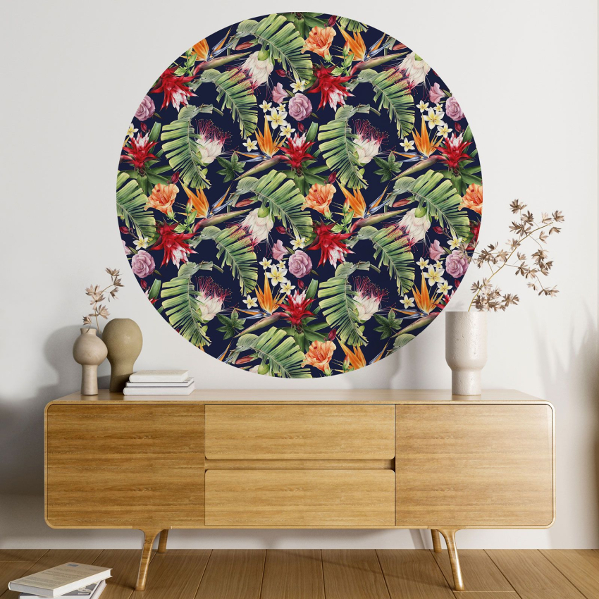 Papier peint rond / cercle - Motif floral - 105