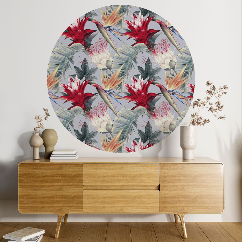 Papier peint rond / cercle - Motif floral - 106