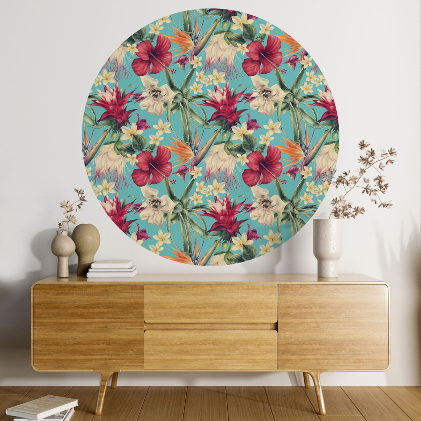 Papier peint rond / cercle - Motif floral - 108