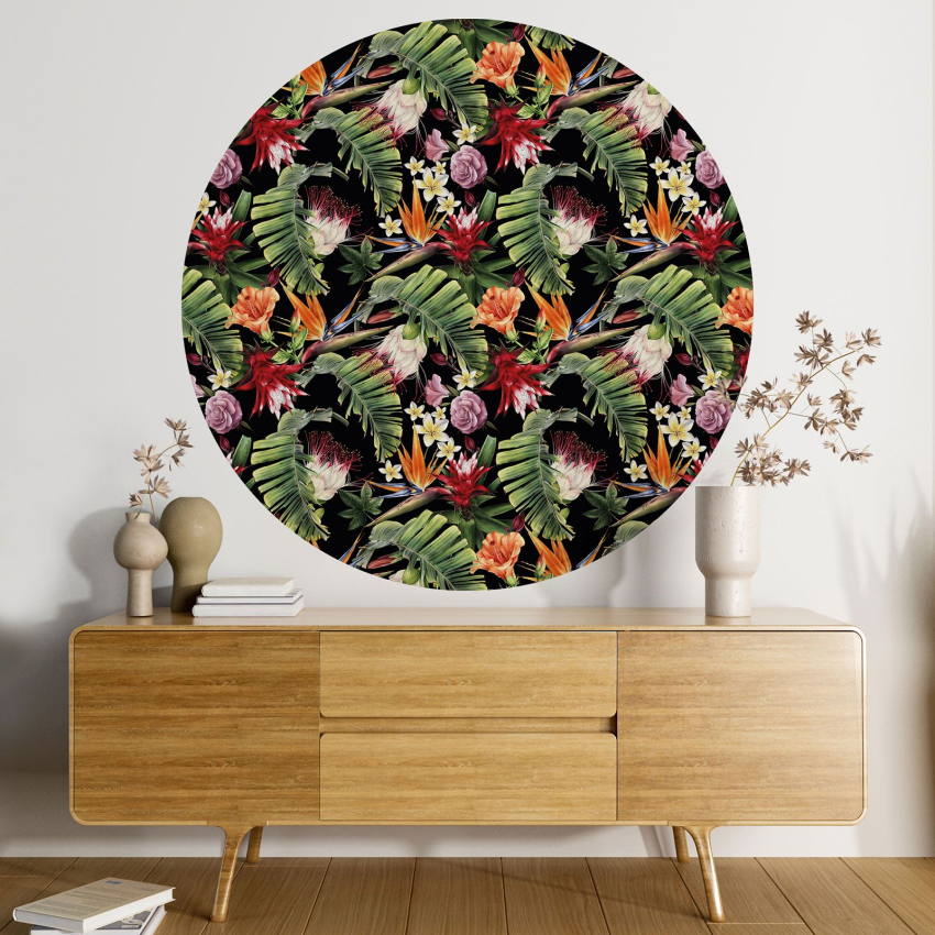 Papier peint rond / cercle - Motif floral - 109