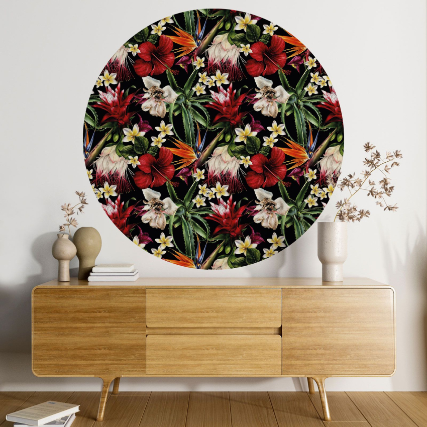 Papier peint rond / cercle - Motif floral - 110