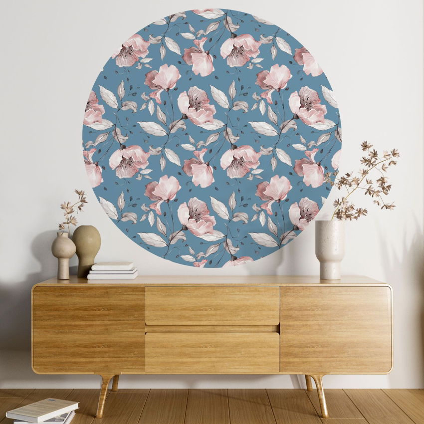Papier peint rond / cercle - Motif floral - 112
