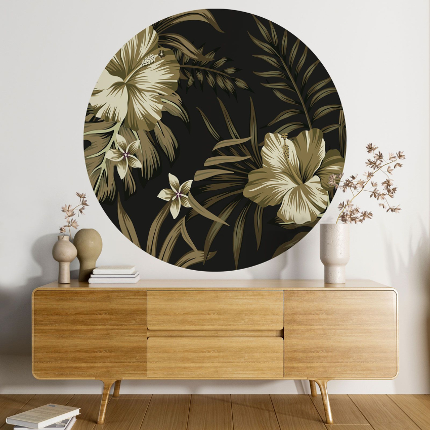 Papier peint rond / cercle - Motif floral - 1174