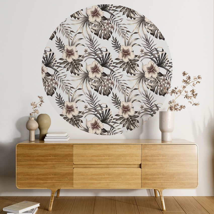 Papier peint rond / cercle - Motif floral - 121