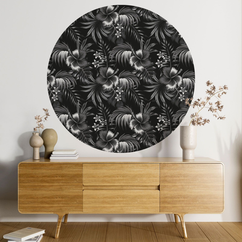 Papier peint rond / cercle - Motif floral - 125
