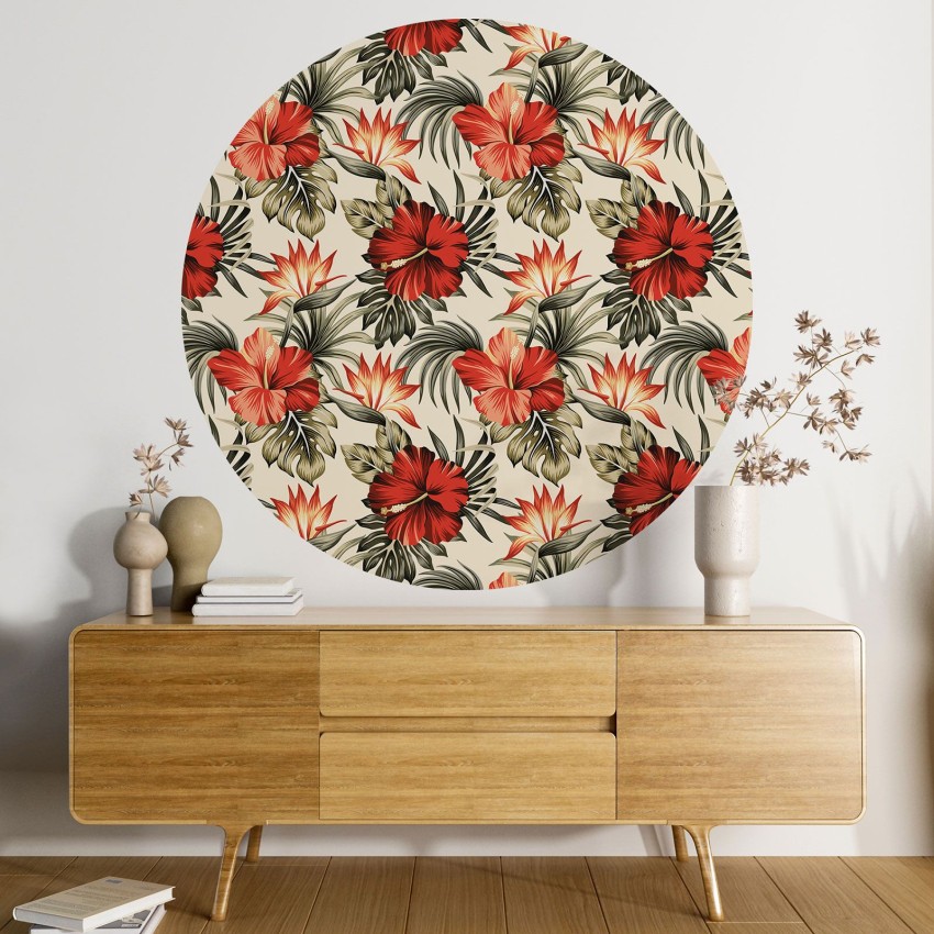 Papier peint rond / cercle - Motif floral - 127
