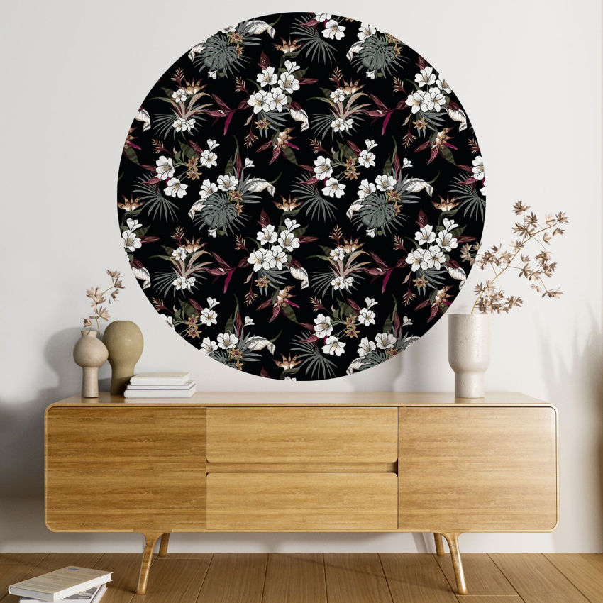 Papier peint rond / cercle - Motif floral - 130