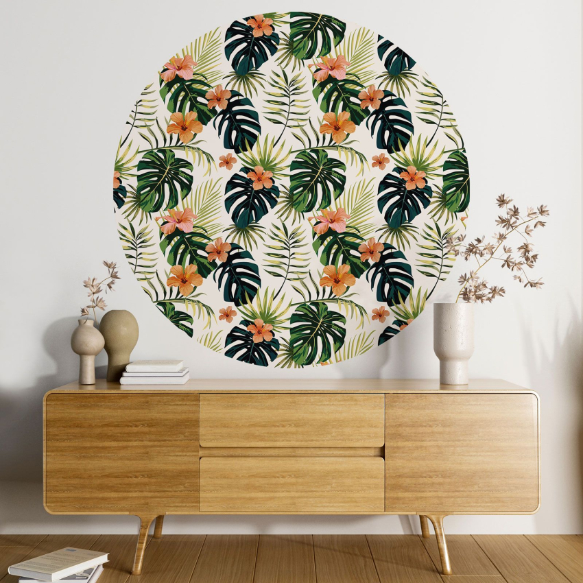 Papier peint rond / cercle - Motif floral - 133