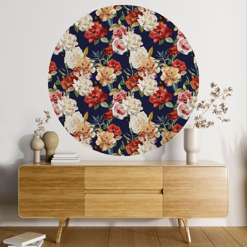 Papier peint rond / cercle - Motif floral - 149
