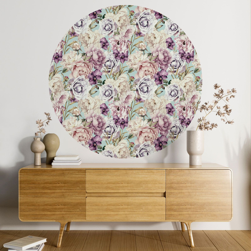Papier peint rond / cercle - Motif floral - 162
