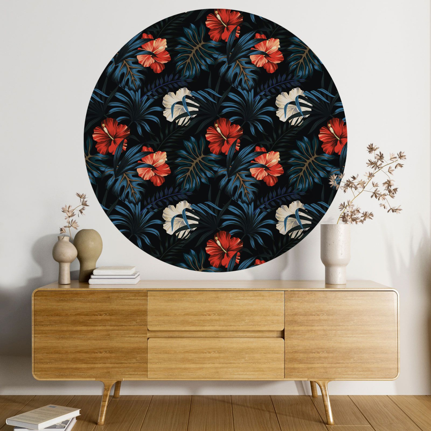 Papier peint rond / cercle - Motif floral - 167