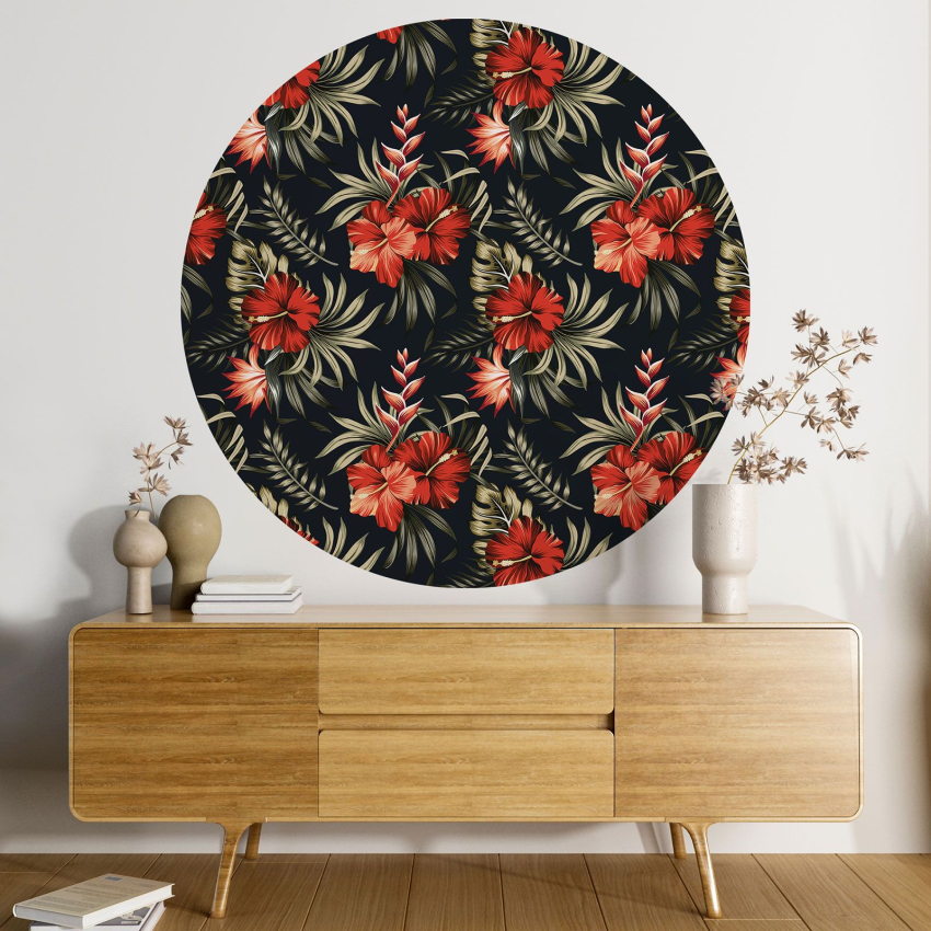 Papier peint rond / cercle - Motif floral - 171