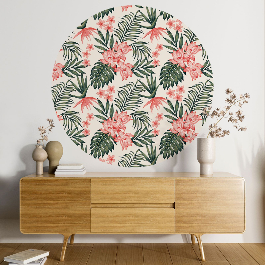 Papier peint rond / cercle - Motif floral - 175