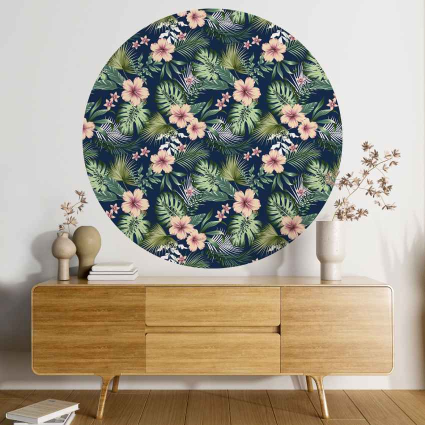 Papier peint rond / cercle - Motif floral - 184
