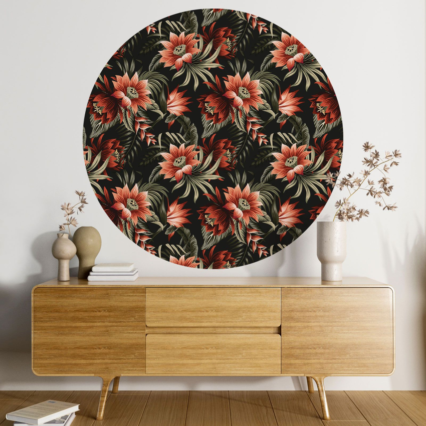 Papier peint rond / cercle - Motif floral - 186