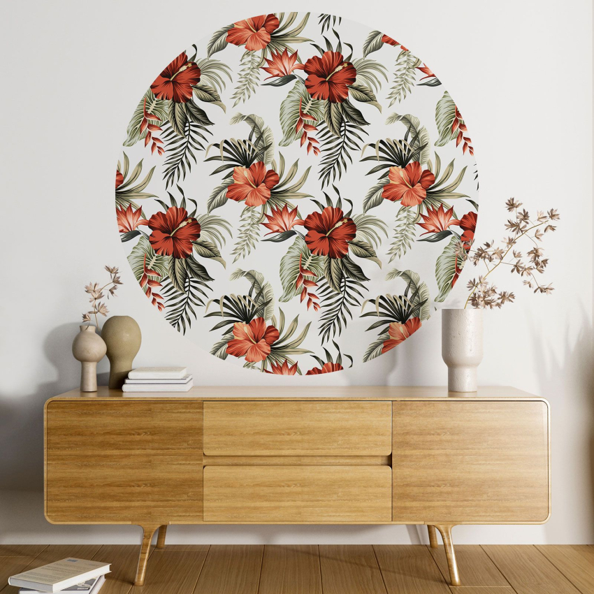 Papier peint rond / cercle - Motif floral - 187