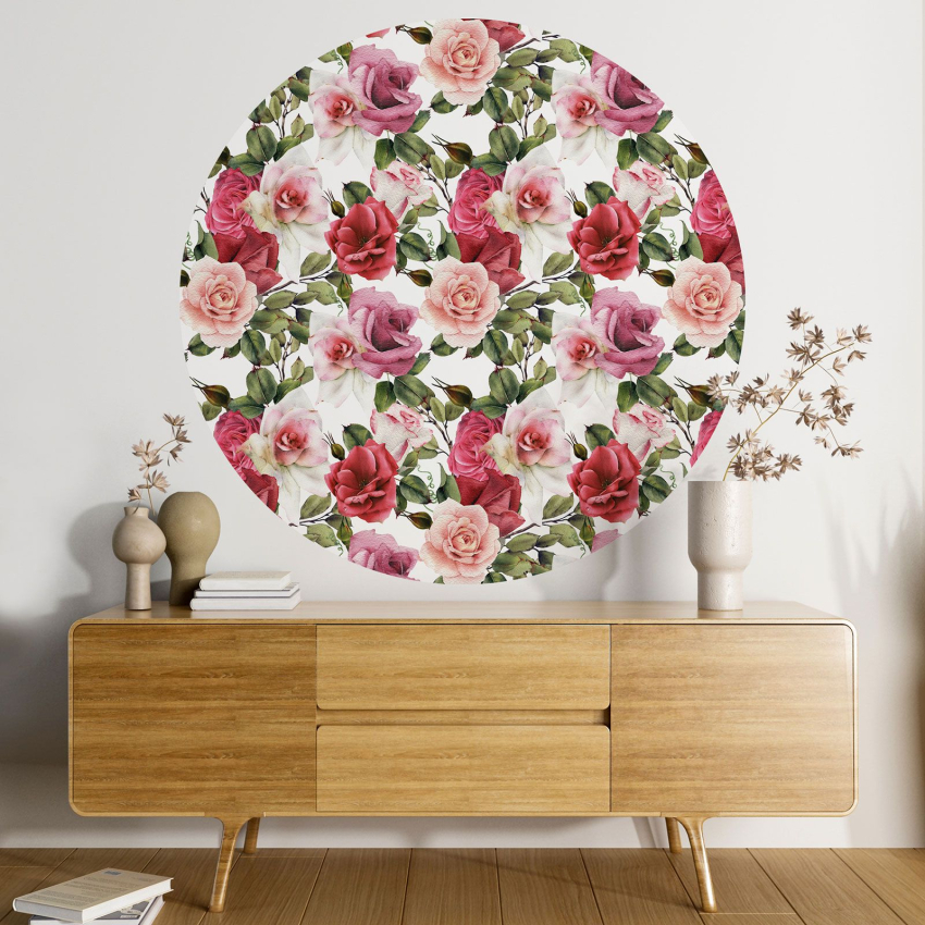 Papier peint rond / cercle - Motif floral - 195