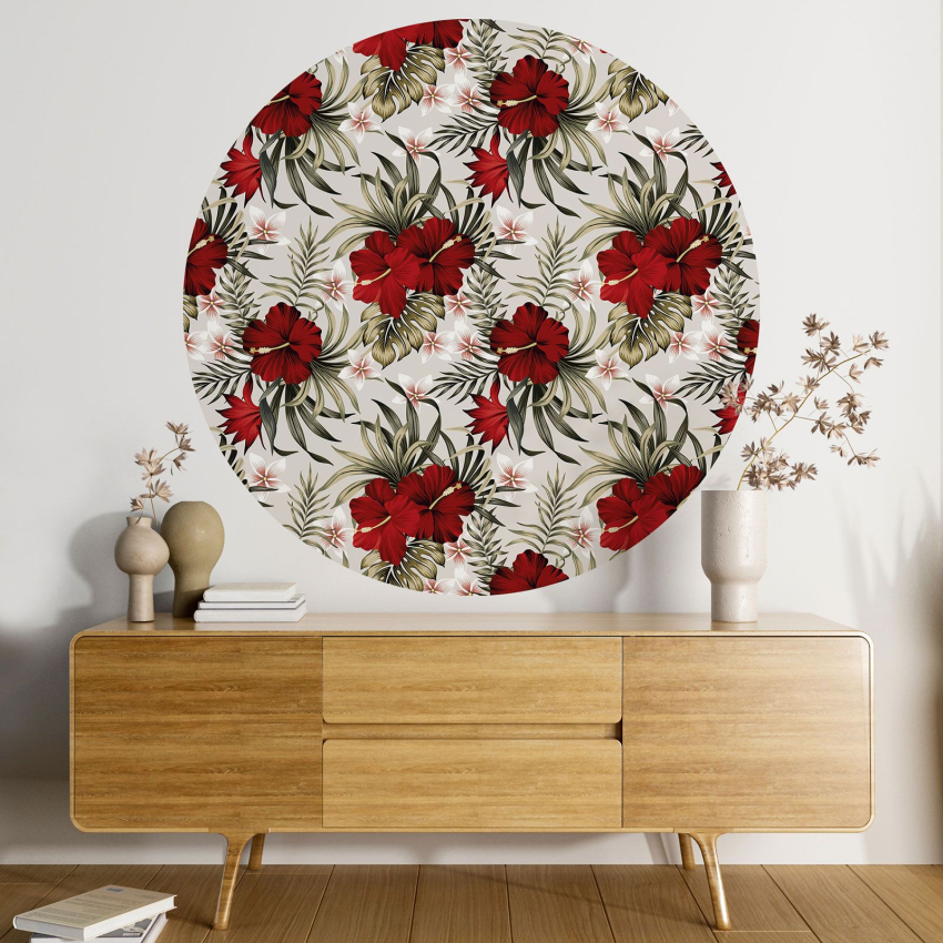 Papier peint rond / cercle - Motif floral - 196