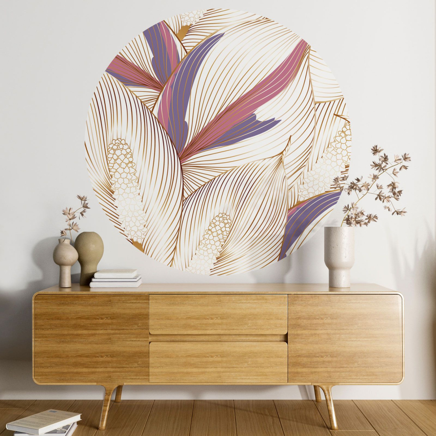 Papier peint rond / cercle - Motif floral