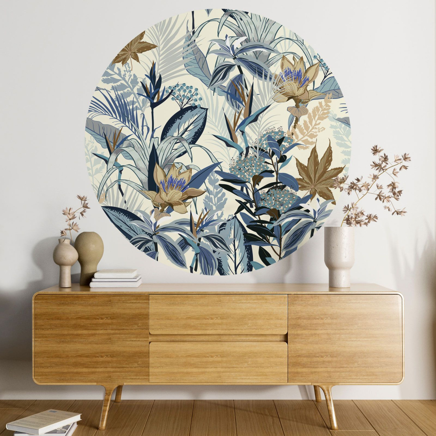 Papier peint rond / cercle - Motif floral