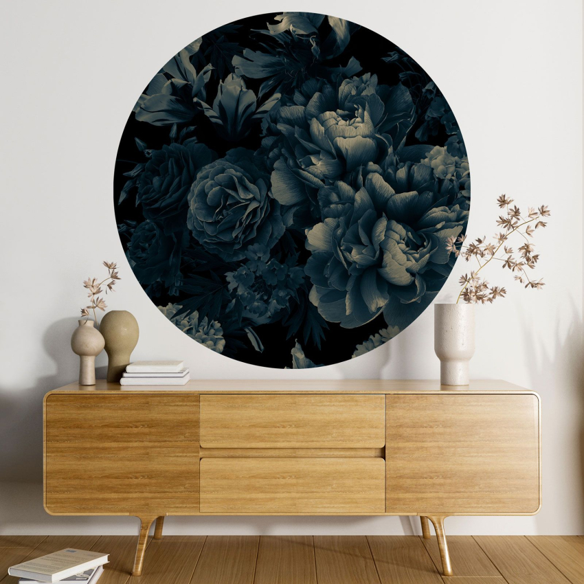 Papier peint rond / cercle - Motif floral