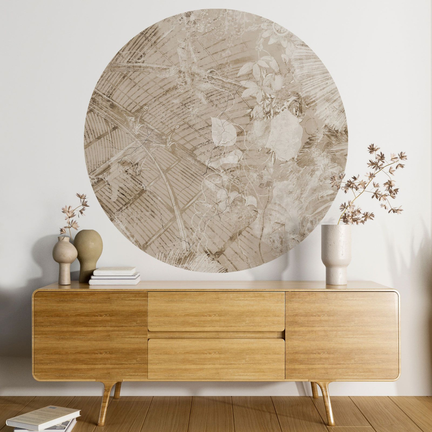 Papier peint rond / cercle - Motif floral