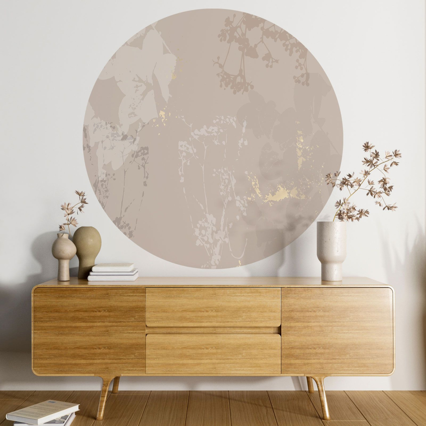 Papier peint rond / cercle - Motif floral