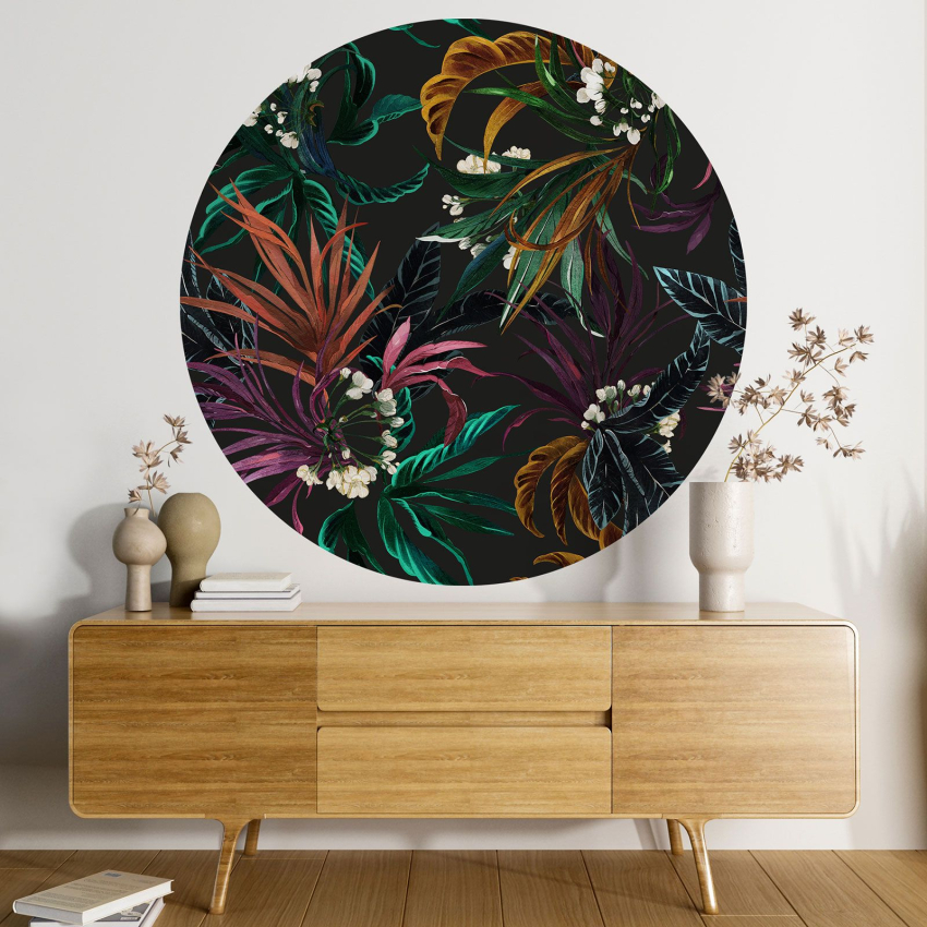 Papier peint rond / cercle - Motif floral