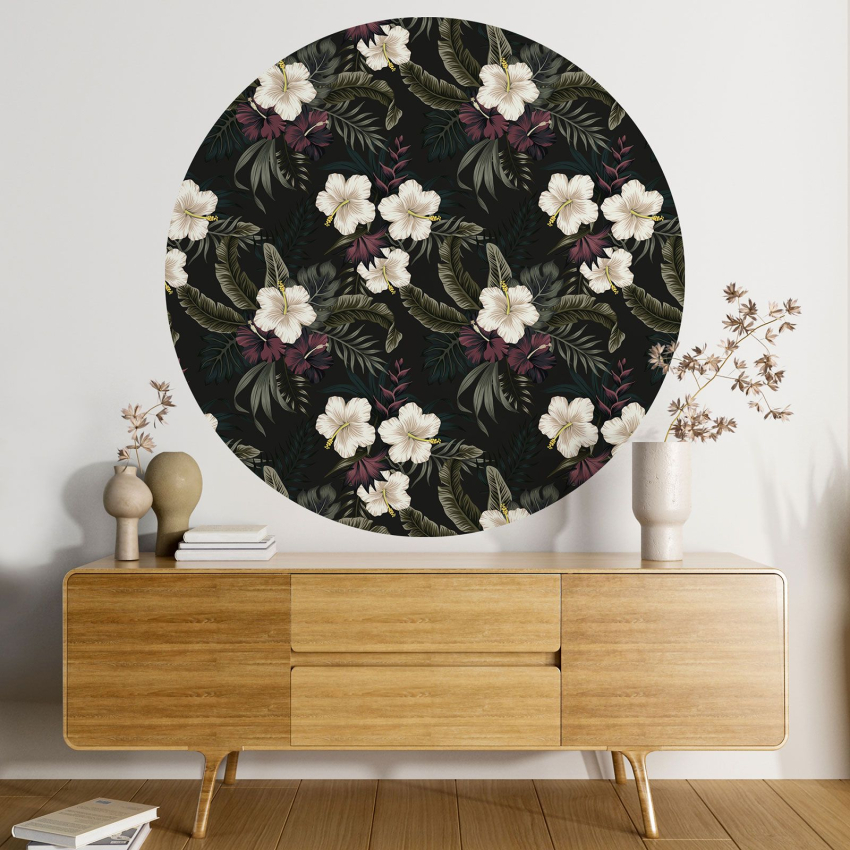 Papier peint rond / cercle - Motif floral - 214