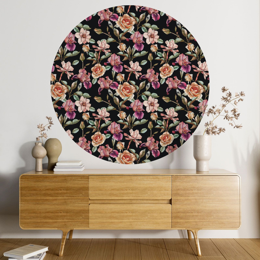 Papier peint rond / cercle - Motif floral - 216