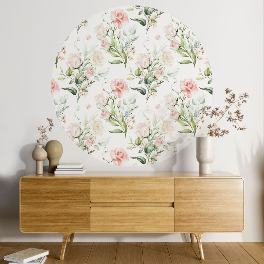 Papier peint rond / cercle - Motif floral - 254