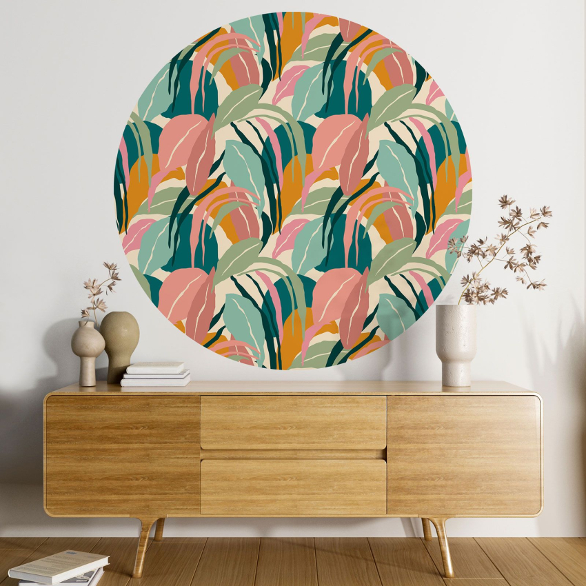 Papier peint rond / cercle - Motif floral - 258