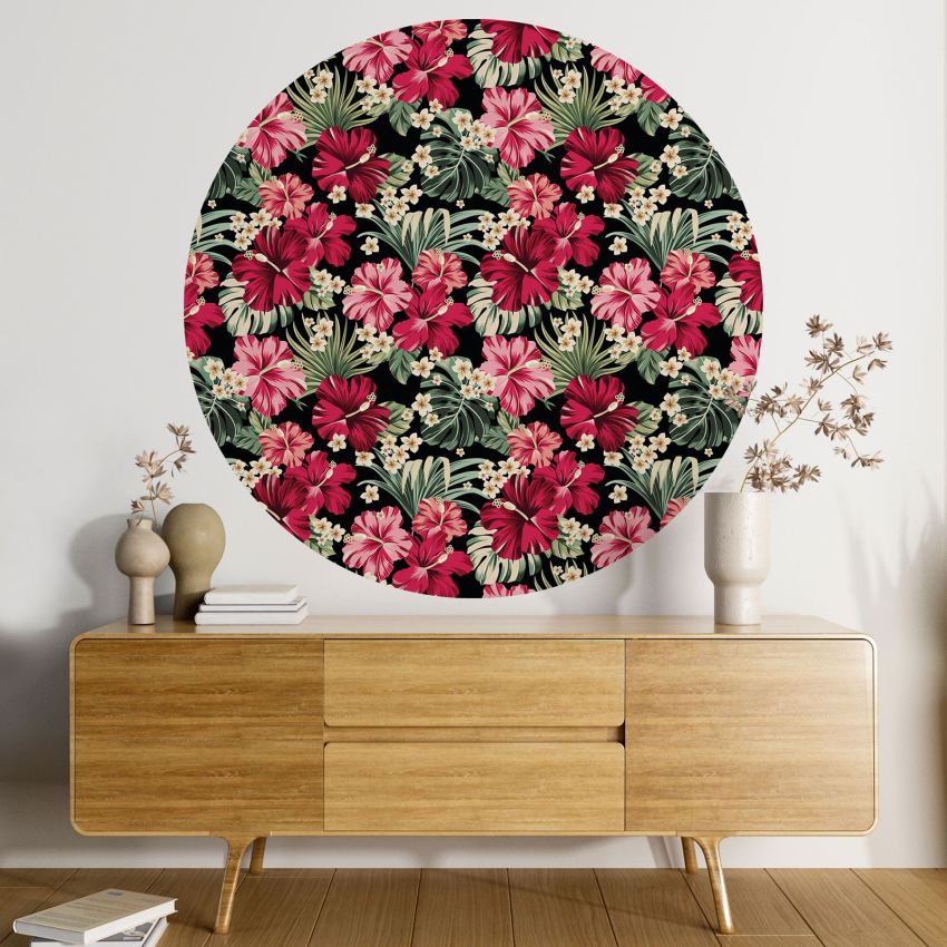 Papier peint rond / cercle - Motif floral - 259