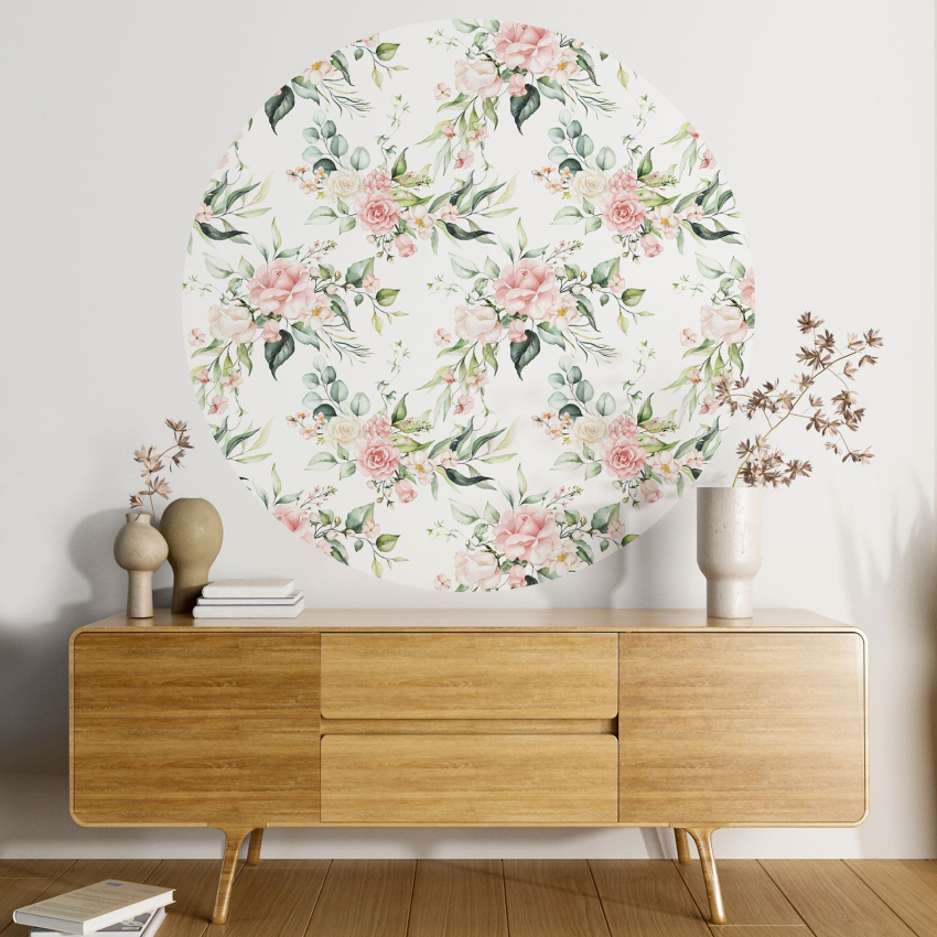 Papier peint rond / cercle - Motif floral - 260