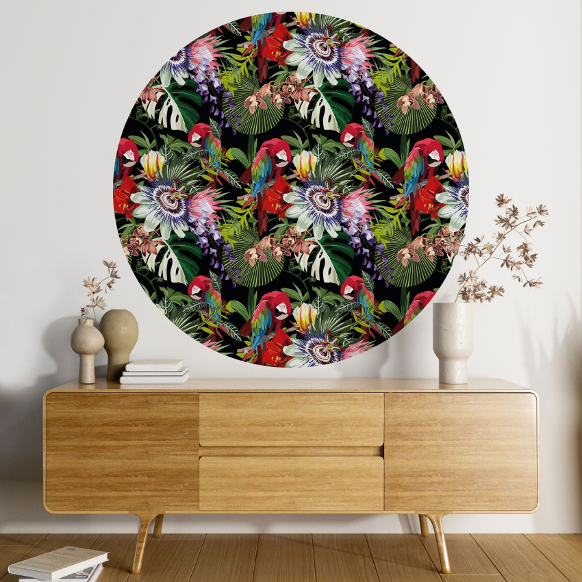 Papier peint rond / cercle - Motif floral - 263