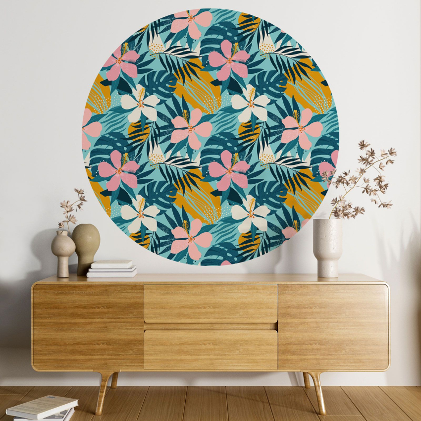 Papier peint rond / cercle - Motif floral - 280