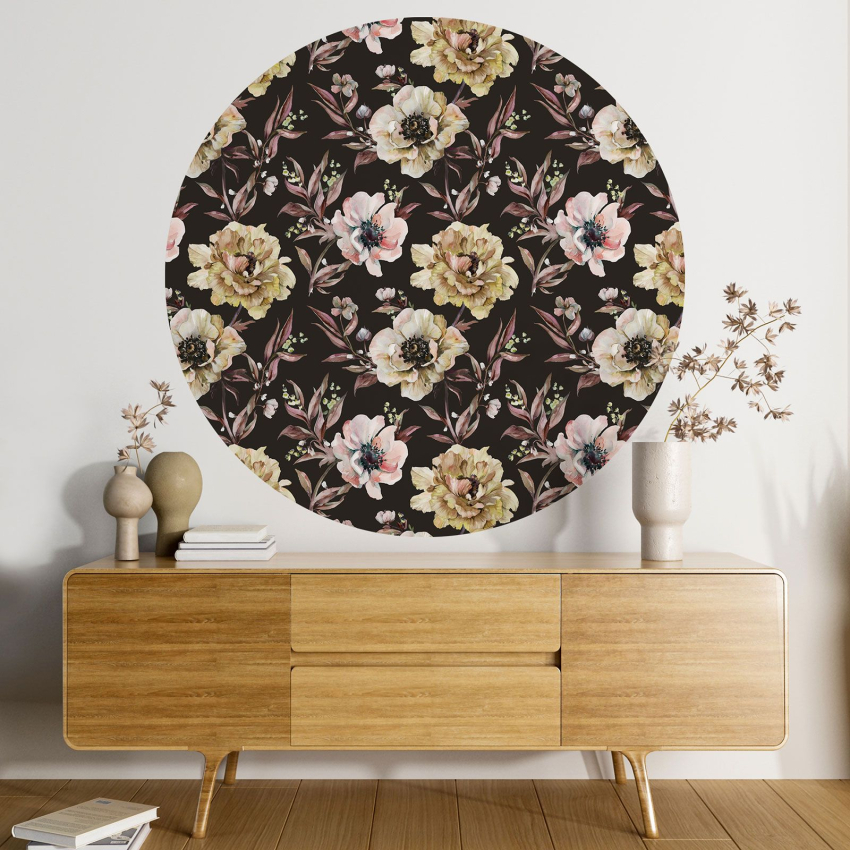 Papier peint rond / cercle - Motif floral - 282