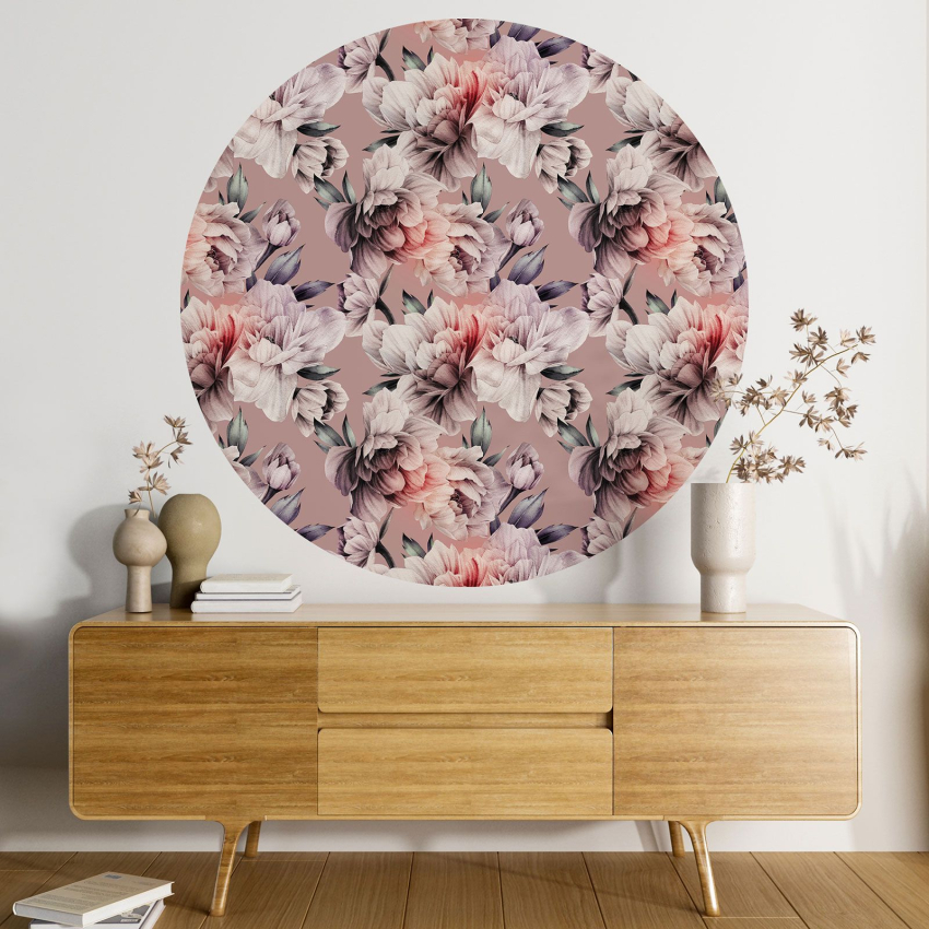 Papier peint rond / cercle - Motif floral - 301