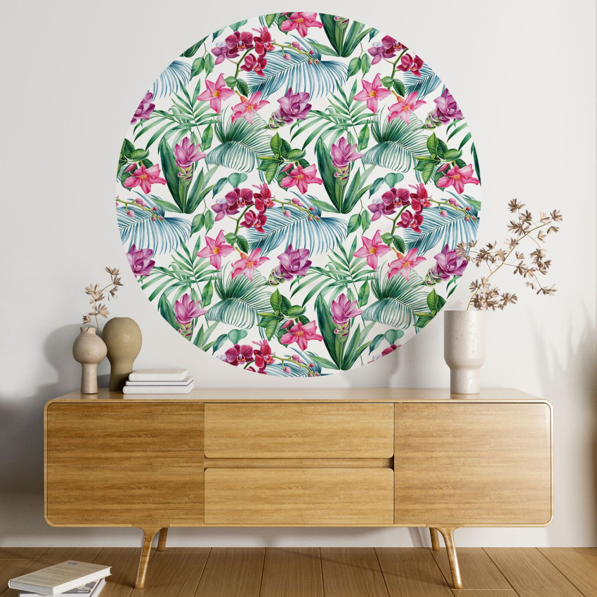 Papier peint rond / cercle - Motif floral - 310