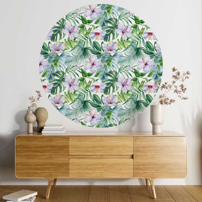 Papier peint rond / cercle - Motif floral - 315