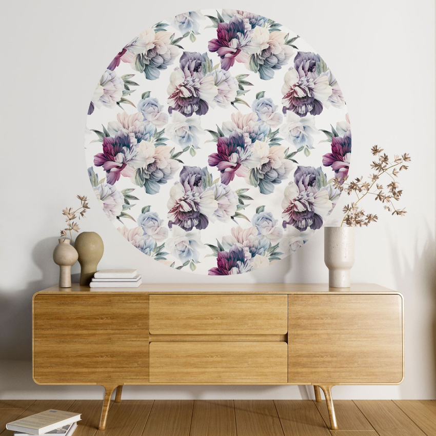 Papier peint rond / cercle - Motif floral - 317