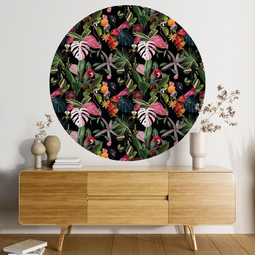 Papier peint rond / cercle - Motif floral - 322
