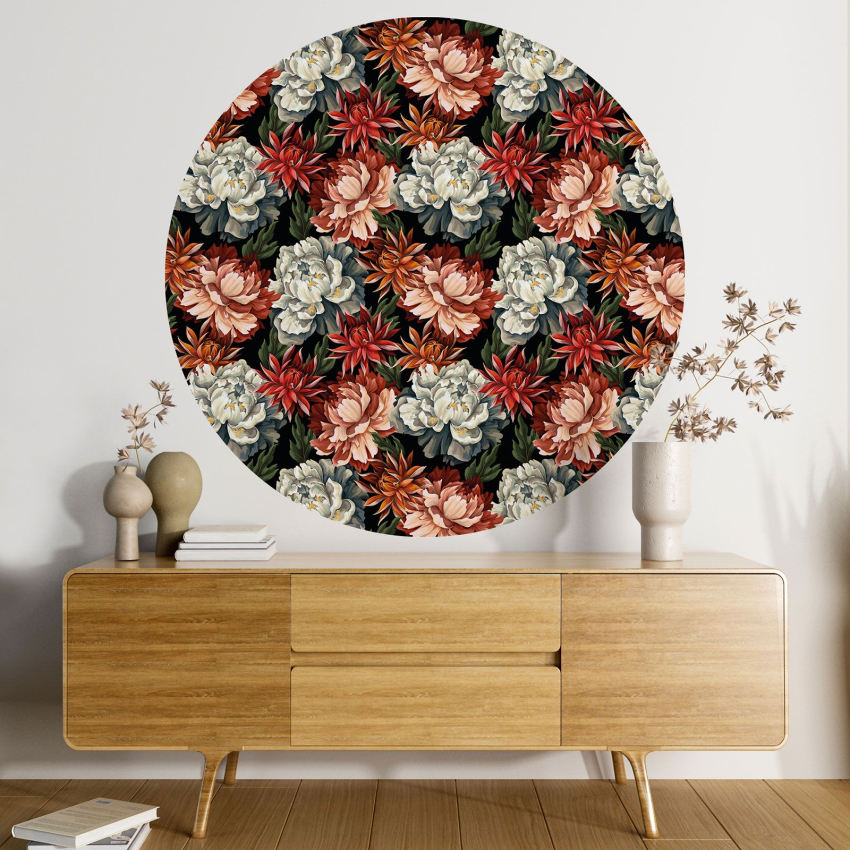 Papier peint rond / cercle - Motif floral - 324