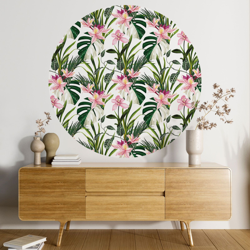 Papier peint rond / cercle - Motif floral - 340