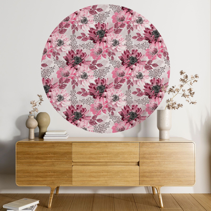 Papier peint rond / cercle - Motif floral - 362