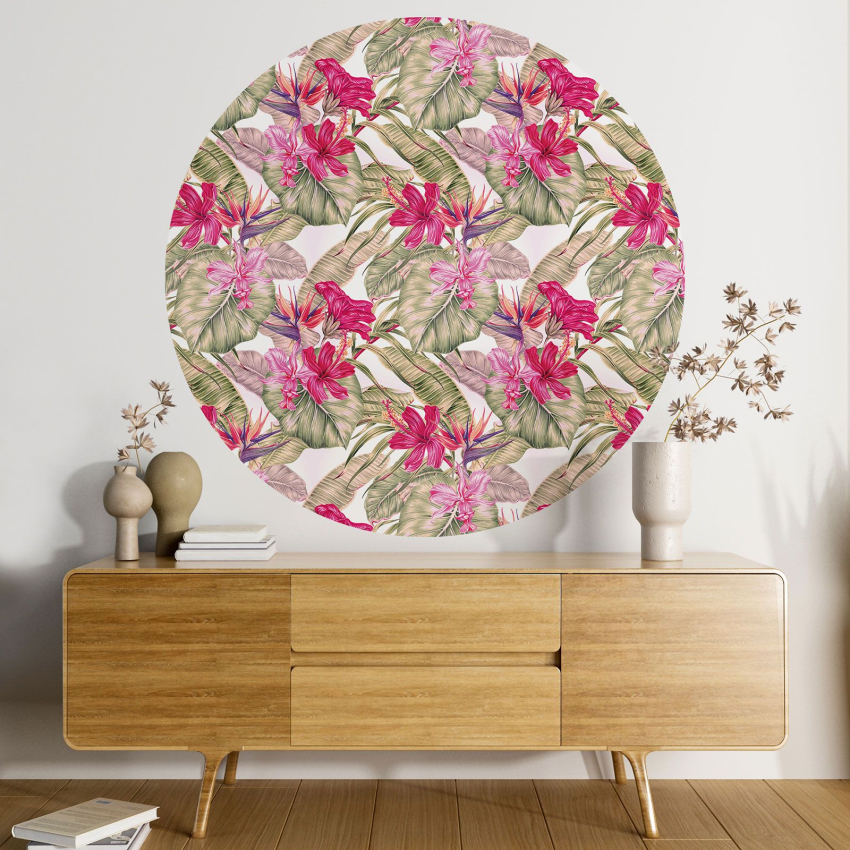 Papier peint rond / cercle - Motif floral - 365