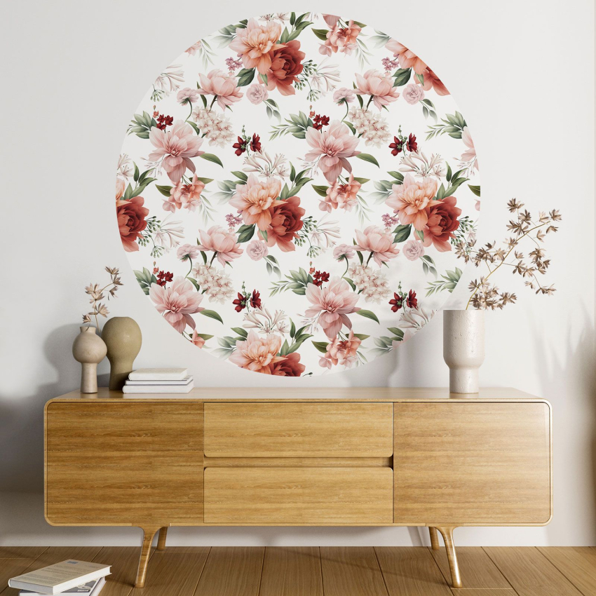 Papier peint rond / cercle - Motif floral - 368