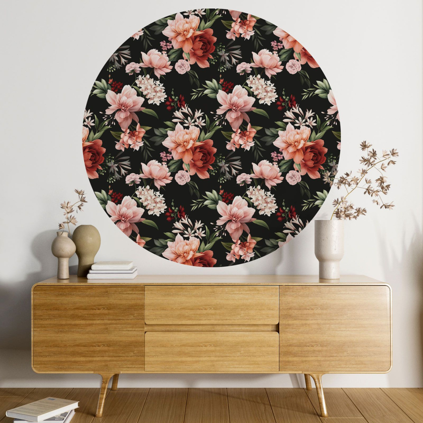 Papier peint rond / cercle - Motif floral - 369