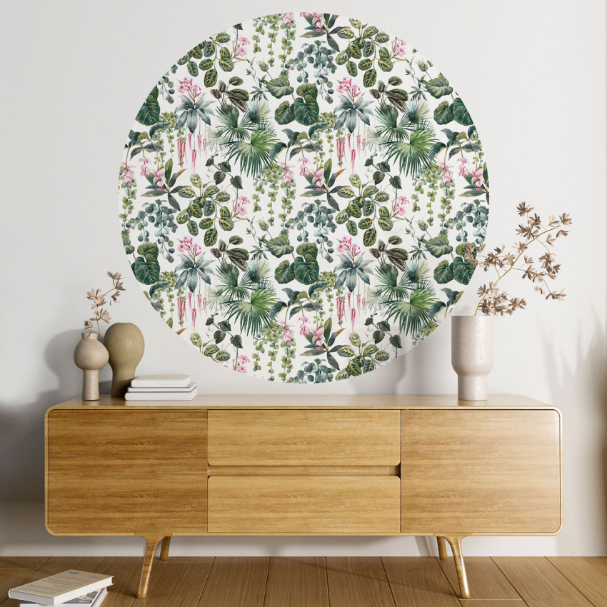 Papier peint rond / cercle - Motif floral - 371