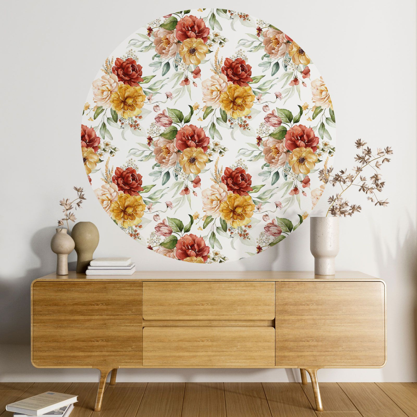 Papier peint rond / cercle - Motif floral - 380